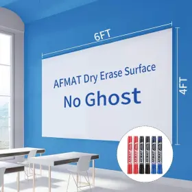 Afmat 741663451043 Dry Erase Whiteboard Paper Large White Board Stickers For Wall 6x4ft Er