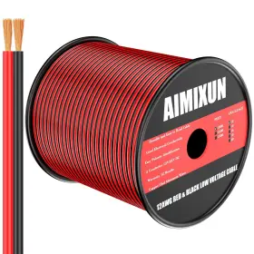 Aimixun 614170005842 12 Gauge Electrical Wire 100ft Awg 2 Pin Color Red And Black Cable 12v