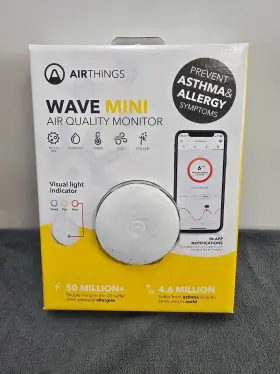 Airthings 854232008392 Wave Mini Battery Operated Smart Indoor Air Quality Monitor With Mold