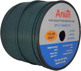 Spt-2 Aniai 716852593262 18/2 Low Voltage Landscape Lighting Copper Wire - 500 Feet 500ft Green