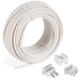 Spt1-50ft-w Aniai 18/2 Spt-1 Wire 50ft With 3pcs Vampire Plugs - Low Voltage White