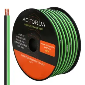 At-14gc-50 Aotorua 50ft 14/2 Gauge Power Ground Cable 14 Awg Stranded Flexible Green And Black