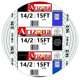 Arizona Electrical Solutions 198715112757 14/2 Nm-b Copper Wire 14 Awg 2 Conductors With Ground 15 Ft White