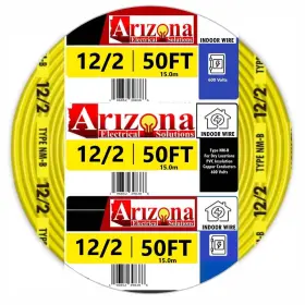 96852398386 Arizona Electrical Solutions 50 Ft 12/2 Type Nm-b Copper. #12 Awg 2 Conductors With Ground. Yellow