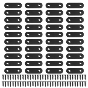Asamuyu 725683311853 40 Pieces Stainless Steel Black 50x16mm Straight Brackets 50x16x2mm
