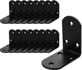 Aselected 604213561596 20pcs Black Corner Brace Heavy Duty Double Wide L Bracket 50mm X