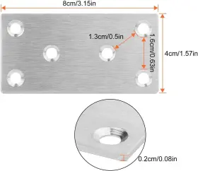 Avantaway-1-10-2 Aselected 745695691804 30 Pcs Sliver Mending Bracket Plate 1.5x3.1inch-30pack #2