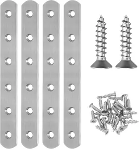 Augx0047 Aughoa 4 Pcs Straight Brackets Stainless Steel Flat Brace 6 Inch Silver