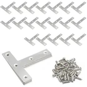 Augiimor Augiimor20221103-004 20pcs T Shape Flat Corner Brace 50mm X 2 Inch Silver