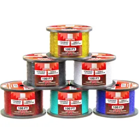 Baboom Baboom 609378285073 22 Gauge Wire Combo 6 Pack 600ft Total 100ft Per Roll 12v Red Blue Green