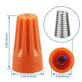 Baomain 748690720197 Wire Connector P1 22-16 Awg X2 Twist-on Easy Screw On Cap 300v Orange #2