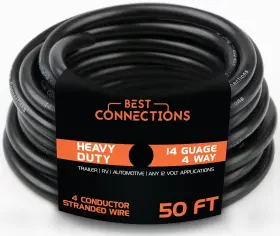 Tr-14-4-50 Best Connections 4 Way Trailer Wire 50 Feet Heavy Duty 14 Gauge Brown Green White Yellow