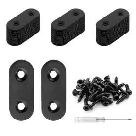 Qy20221109-300 Biaungdo 20 Sets 1.5 Inch Stainless Steel Flat Plate Straight 40x16x2.0mm Black