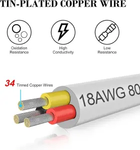 Bingotec 613965261708 50ft 18 Gauge Wire 3 Conductor 18awg Electrical 18/3 50feet 18awg-3c #3