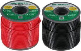 02so22100c2 Binneker 22 Gauge Pvc 1007 Solid Electric Wire Red 2 Colors Each 100ft Black