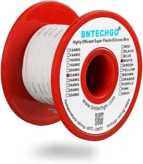 60008 Bntechgo 22 Gauge Silicone Wire 50ft White