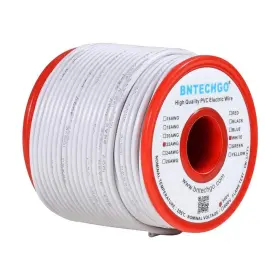 1007 Bntechgo 619317718043 22 Gauge Pvc Solid Electric Wire White 100ft