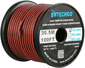 Bntechgo 742271698387 18 Gauge Flexible 2 Awg 100ft Parallel Silicone Wire