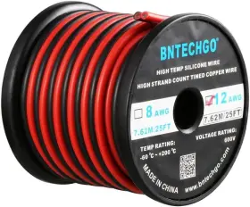 Bntechgo 742271698653 12 Gauge Flexible 2 Awg 25ft Parallel Silicone Wire