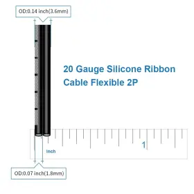 Srw20g008p2f10b Bntechgo 20 Gauge Silicone Ribbon Cable Flexible 2p Black 10 Ft Flat #2