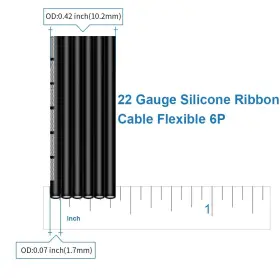 Srw22g008p6f10b Bntechgo 22 Gauge Silicone Ribbon Cable Flexible 6p Black 10 Ft Flat #2