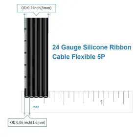Srw24g008p5f5b Bntechgo 24 Gauge Silicone Ribbon Cable Flexible 5p Black 5 Ft Flat #2