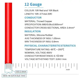 Sw12g68008f10c2-x Bntechgo 12 Gauge Silicone Wire Each Color 10 Ft Red And Black #2