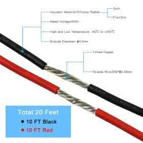 Sw12g68008f10c2-x Bntechgo 12 Gauge Silicone Wire Each Color 10 Ft Red And Black #3