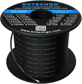 Sw18g150008f500b Bntechgo 18 Gauge Silicone Wire 500ft Black