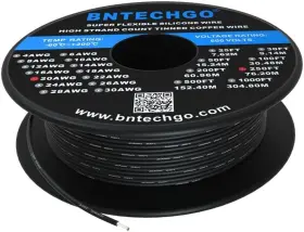 Sw20a100008f250b Bntechgo 20 Gauge Silicone Wire 250ft Black