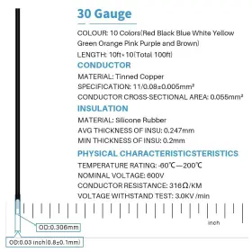 Sw30a11008f10c10 Bntechgo 30 Gauge Silicone Wire 10 Colors Each 10ft #2