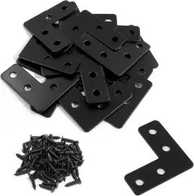 220611 Bokwin 20pcs Mending Plates L-shape Corner Braces Black Flat 40x40mm