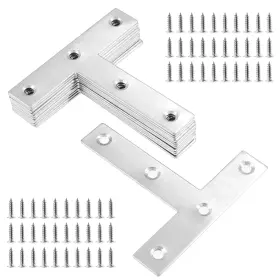 Bonsicoky Jiawong210519011 12pcs T Shaped Mending Plate 3.1 Inch X Stainless Steel Silver
