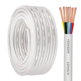 Cable-18wg Branded Cable-18wg/6-50ft 18/6 Shielded Wire 18awg 6 Conductor 50ft White