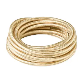 B075-gold-16 Brighttia Gold Color Cloth Covered Electrical Wire - 16ft Textile Cable For