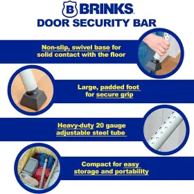 675-83202 Brinks Brinks- Portable Door Security Bar Black 2 Pack- Adjustable J #2