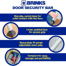 675-83001 Brinks Hampton Products Brinks- Portable Door Security Bar Silver- Adjustable Jammer- #2