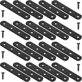Cam-s01b8 Cammuita 8 Pack Black Straight Brace Brackets 4 Inch Stainless X 0.8