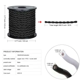01872 Carry360 Narf5 Ul Listed 50ft Twisted Cloth Covered Wire Antique Black #2