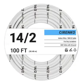 14-2-100 Cirenko 14/2 Nm-b Cable 100 Ft Ul Listed Residential 100ft Black White