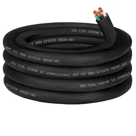 Cllomagy Sjow-006 12/3 Wire 12 Awg Sjoow Portable Power Cable 300v Gauge 3 25 Ft Black