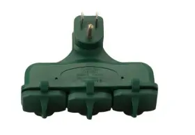 13270 Coleman Cable Outdoor Rated 3 Outlet Covered Adapter Green