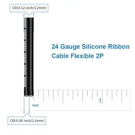 Srw24g008p2f100b .com 24 Gauge Silicone Ribbon Cable Flexible 2p Black 100 Ft Flat Awg Strand #2