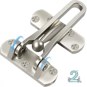 4354093151 Cranach Door Lock Latch For Home Security - 2 Swing Bar Guard Front And Insi