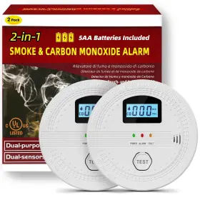 Wj-sc06 Deller 2 In 1 Smoke And Carbon Monoxide Detectors Pcs Battery Powered Operated Du