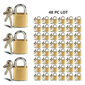 Atb-k2842-03 Dvoonzc Lot Of 48 Padlock Small Brass 20mm Mini Tiny Lock Keyed Box Drawer 2 Key