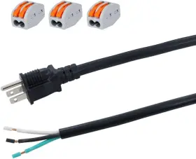Wsdevjft-029 E Enersystec Power Cord Pigtail 12 Awg Heavy Duty 6ft Gauge 3 Prong Stripped Off Black