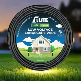 Elite Lsx122bk250 12/2 Landscape Lighting Wire Low Voltage Direct Burial 250ft Black