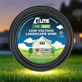 Lsx142bk050 Elite 14/2 Landscape Lighting Wire Low Voltage Direct Burial 50ft Black