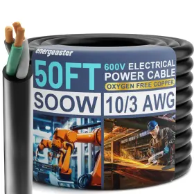 Energeaster 010013 Electric 10/3 Soow Bulk Cable-10 Gauge 3 Conductor-rated 3x10-50ft 3x10awg